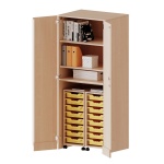 Garagenschrank OH,ne Sockel, 5 OH, 2 Container mit je 8 flachen Boxen, B/H/T 80x190x60cm 